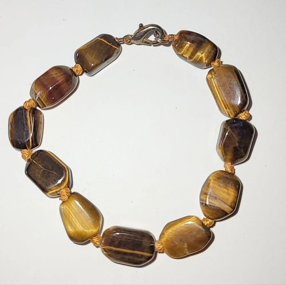 GENUINE TIGER'S EYE BEAD BRACELET - Picture 2 of 6